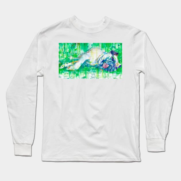 FRENCH BULLDOG SLEEPING - watercolor portrait.1 Long Sleeve T-Shirt by lautir